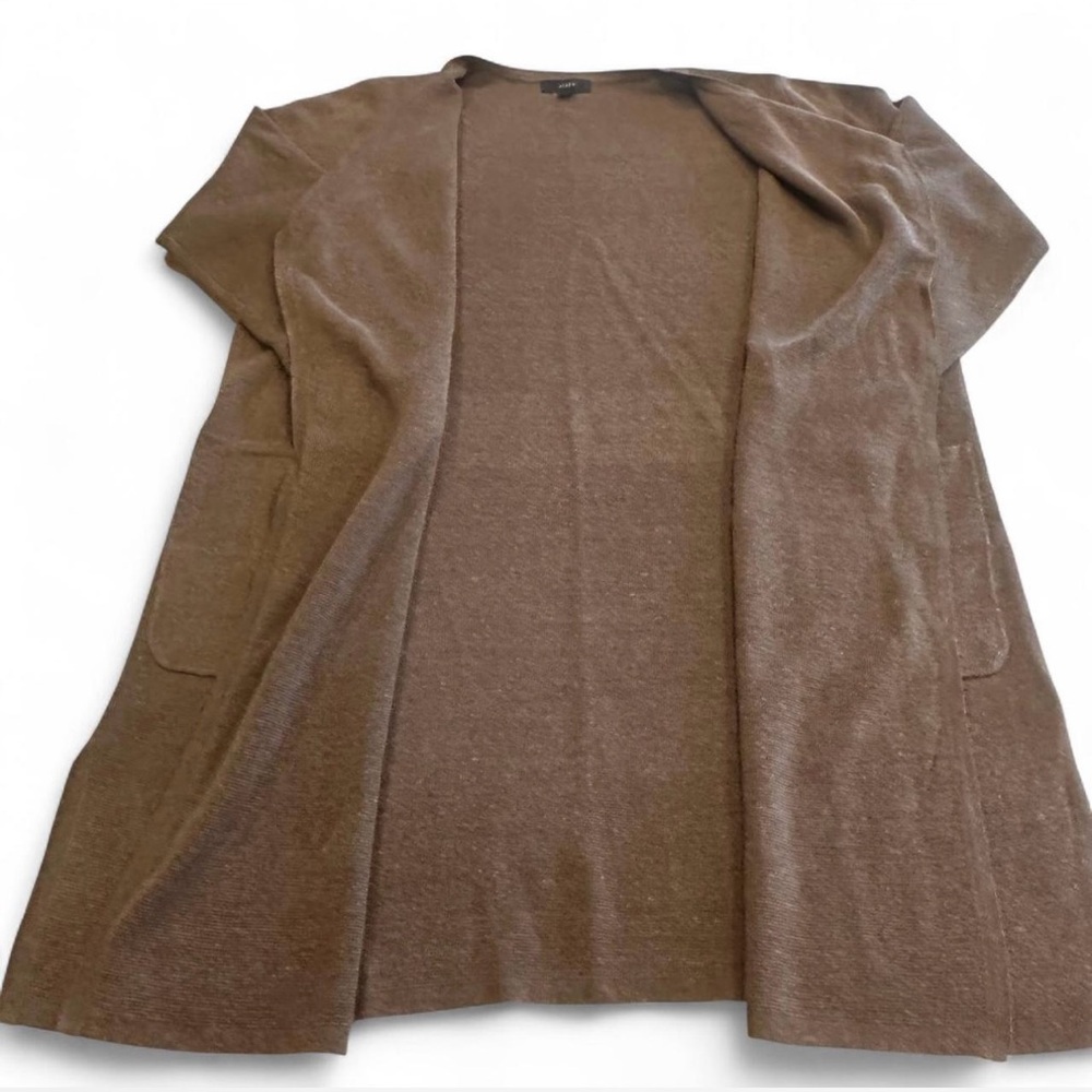Women’s J. Crew Heavy Juliette Collarless Linen Blend Sweater M  in Pecan Brown